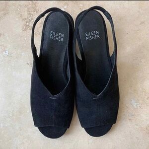 Eileen Fisher Clay Slingback Peep Toe Wedge Sandal